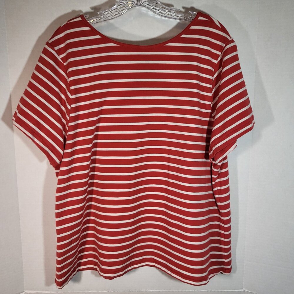 d&co Women's Striped Square Neck Top Size XL Red/White Stripes - Picture 4 of 7